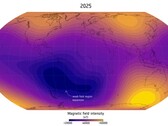 Przedstawienie anomalii południowego Atlantyku w 2025 r. (źródło obrazu: Finlay, C.C. et al., 2025; przycięte)