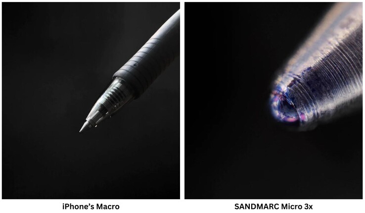 Standardowe makro iPhone'a a 120-krotne powiększenie (źródło obrazu: SANDMARC)