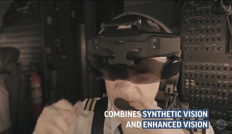 Wyświetlacz SkyLens Head Wearable Display zapewnia pilotom 180-stopniowy widok w rzeczywistości mieszanej. (Źródło: AerSale)