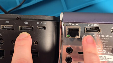 Zwykły DisplayPort vs port hybrydowy (źródło obrazu: Jon Bringus na YouTube)
