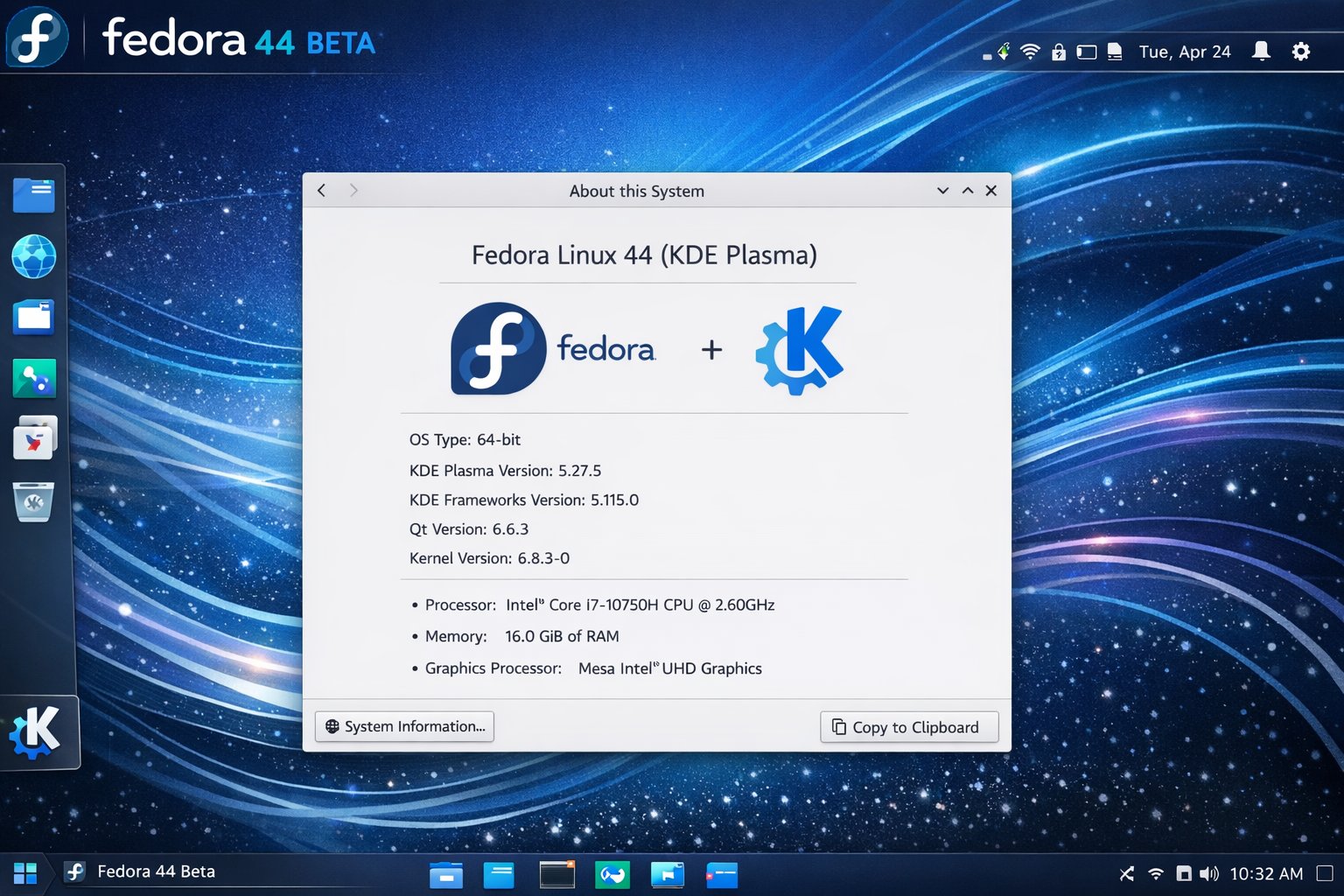 Fedora Linux 44 beta ujednolica środowisko KDE Plasma we wszystkich wydaniach
