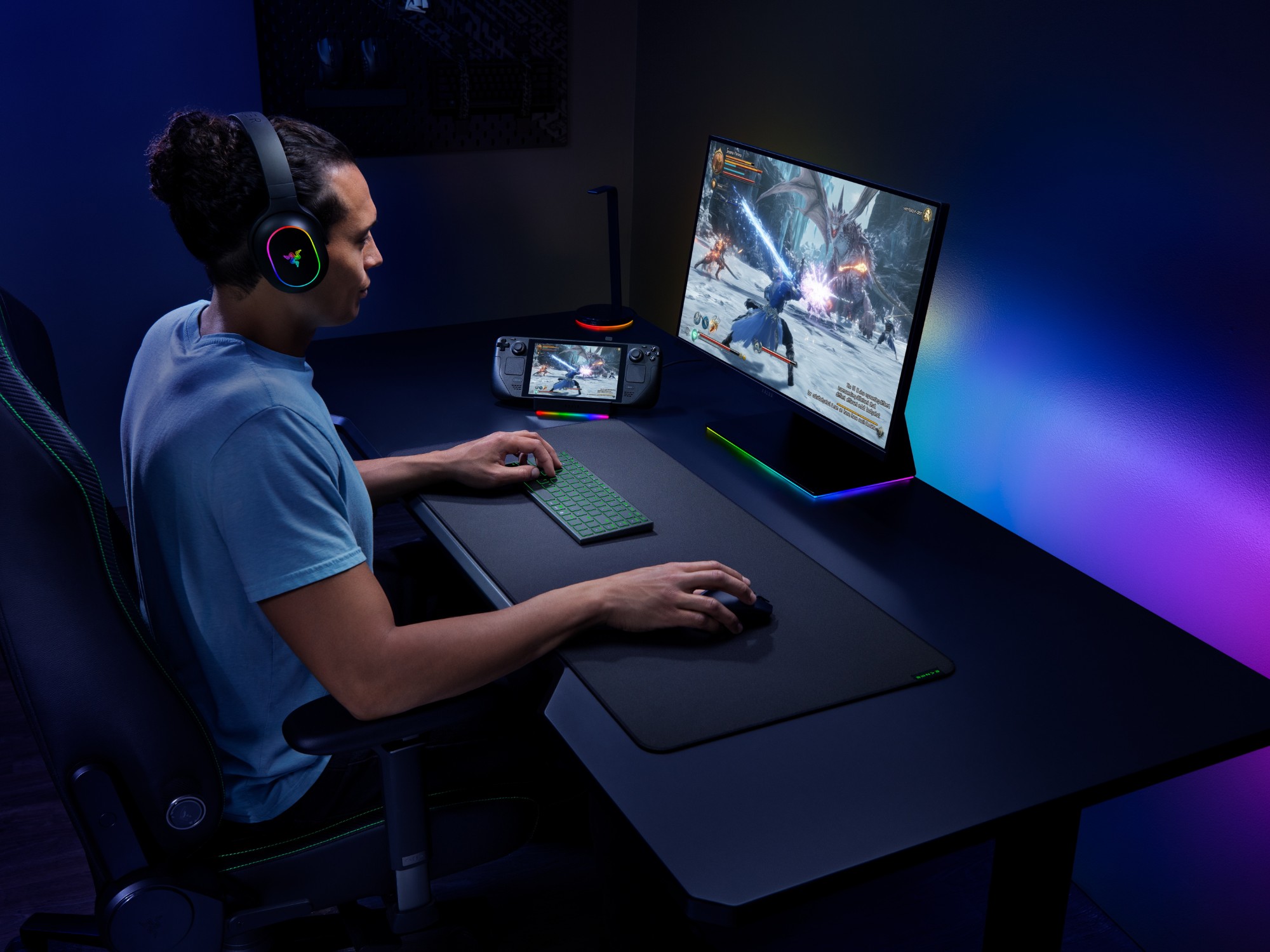 Klawiatura Razer Joro pokazana w konfiguracji desktopowej (źródło obrazu: Razer)