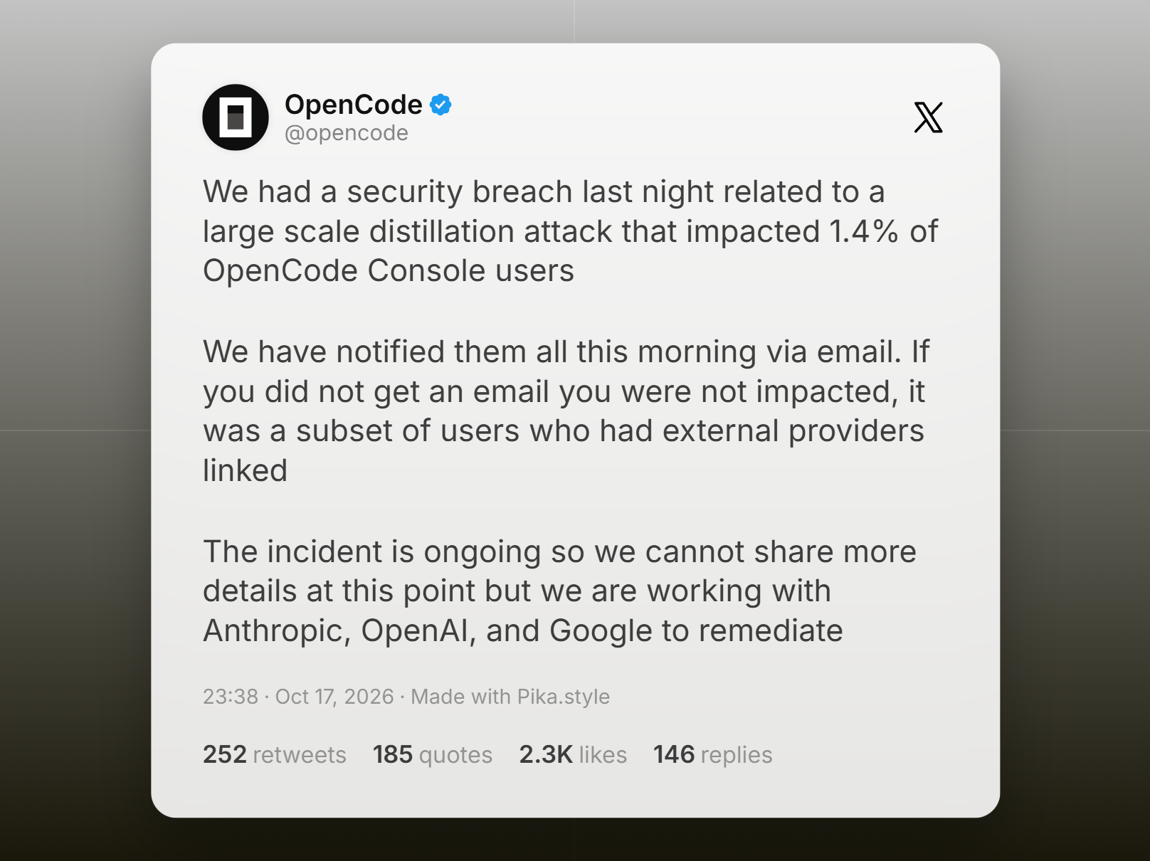 Włamano się do OpenCode, użytkownicy wzywani do unieważnienia swoich kluczy API