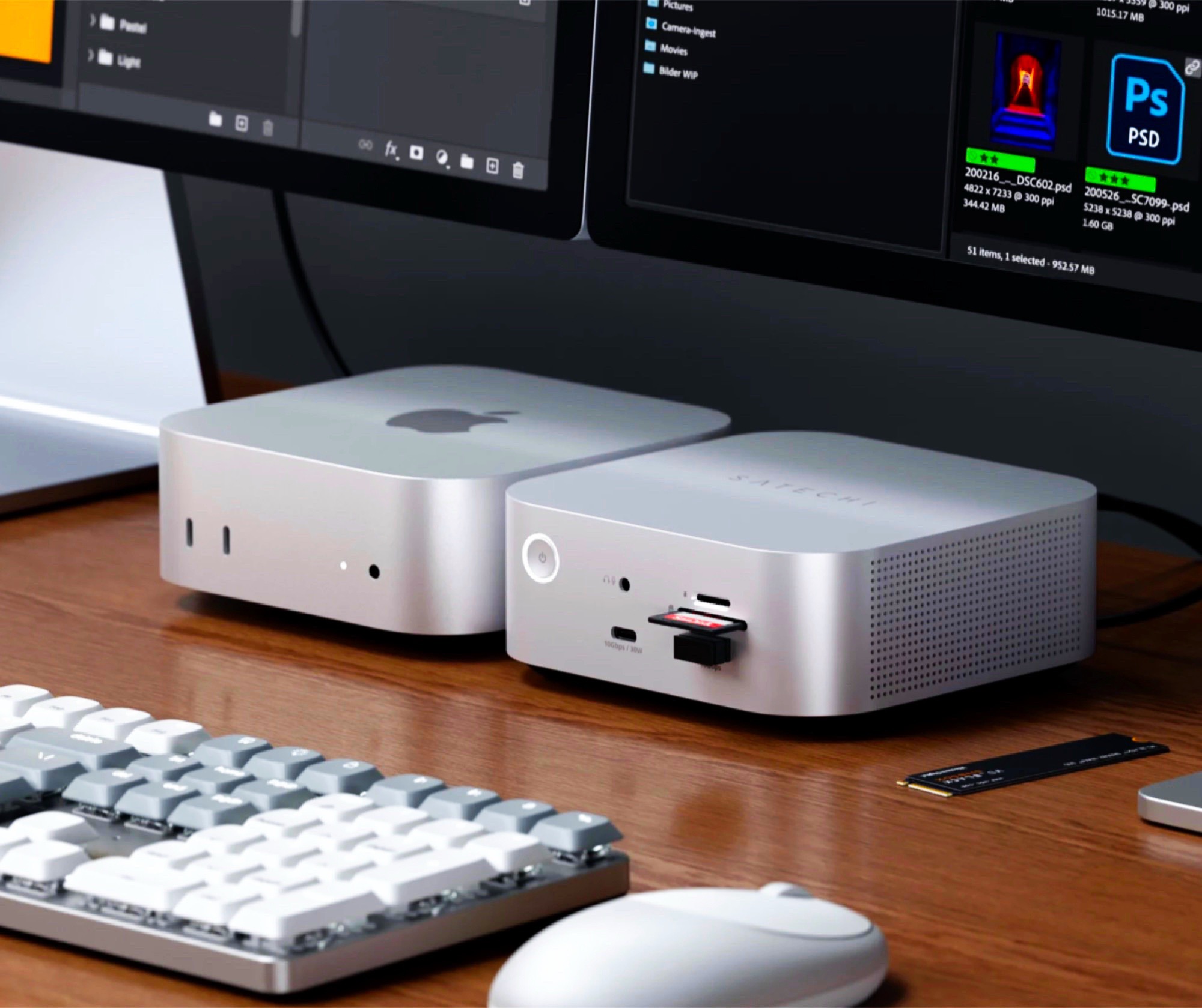 Stacja dokująca Thunderbolt 5 dla Apple Mac mini: Satechi CubeDock dodaje porty, M.2 SSD i 140W Power Delivery