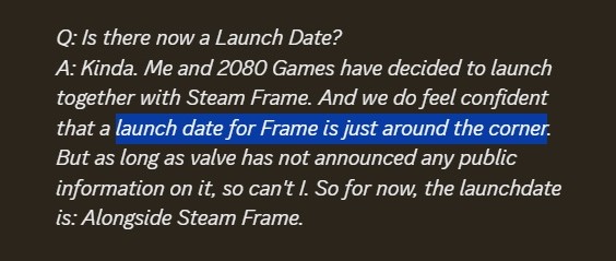 Aktualizacja dotycząca premiery gry „Frame” na platformie Steam.