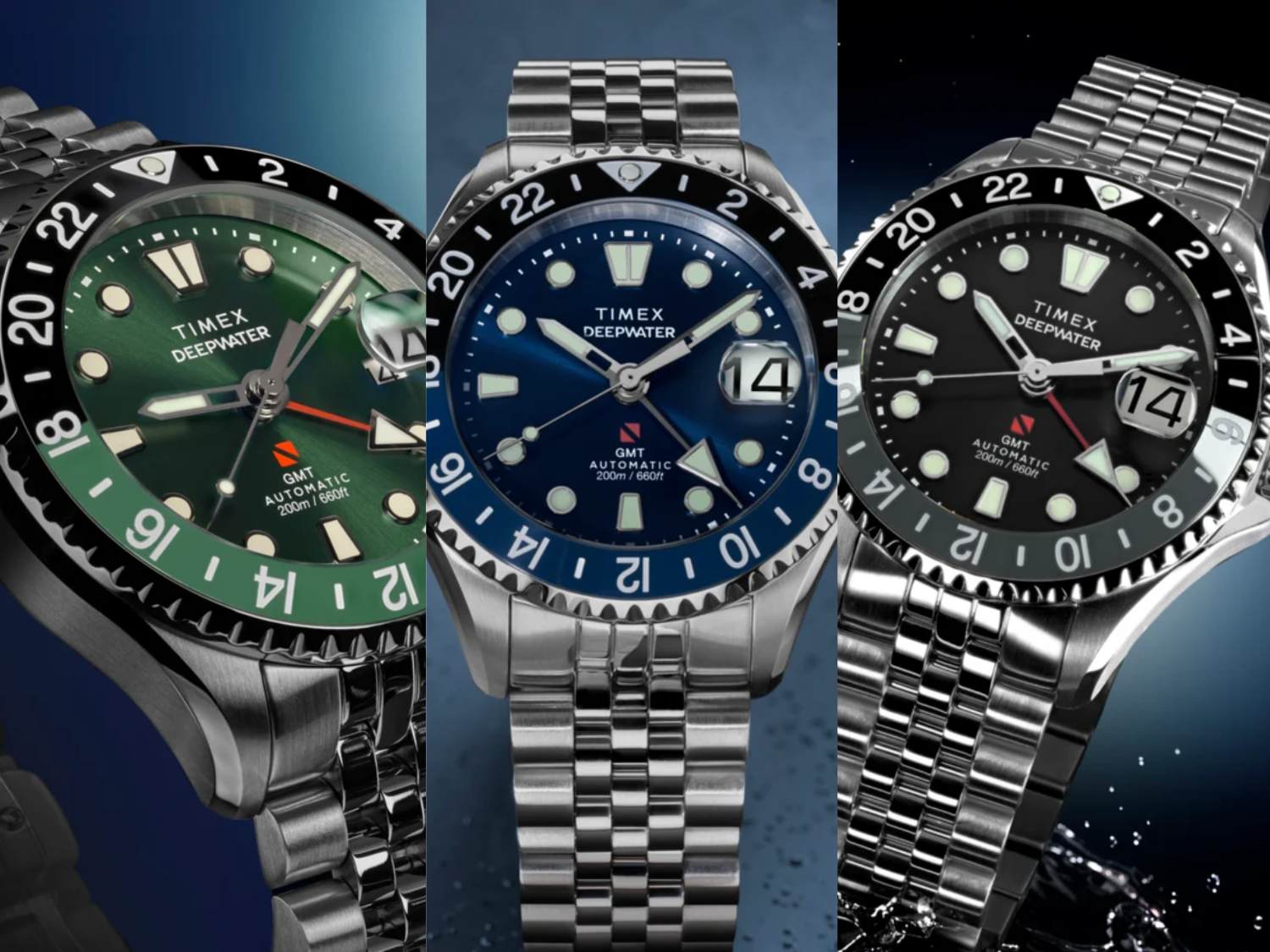 Nowe automatyczne zegarki GMT marki Timex są w całości wykonane ze stali nierdzewnej i dostępne w trzech wersjach kolorystycznych
