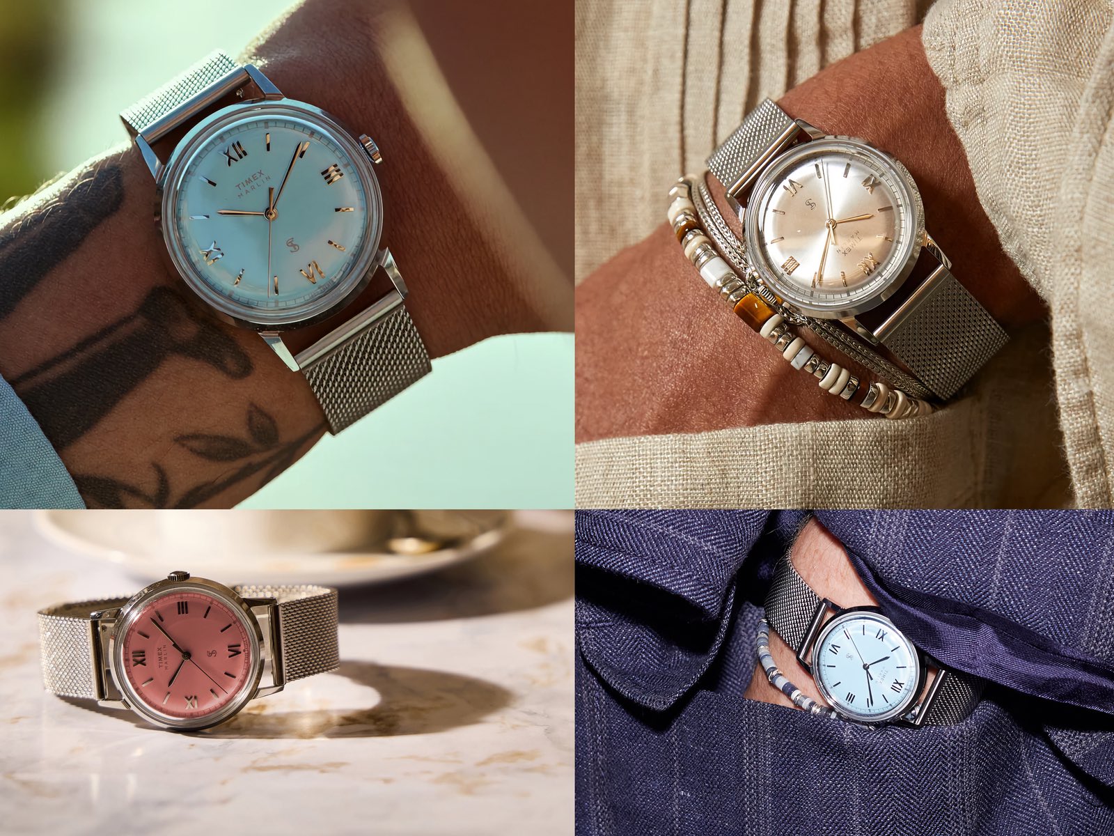 Przystępny cenowo model Marlin Mesh firmy Timex o średnicy 34 mm, inspirowany stylem vintage, stał się jeszcze bardziej stylowy