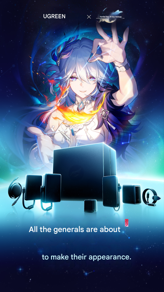 Plakat kolekcji Ugreen x Honkai: Star Rail (tłumaczenie maszynowe)