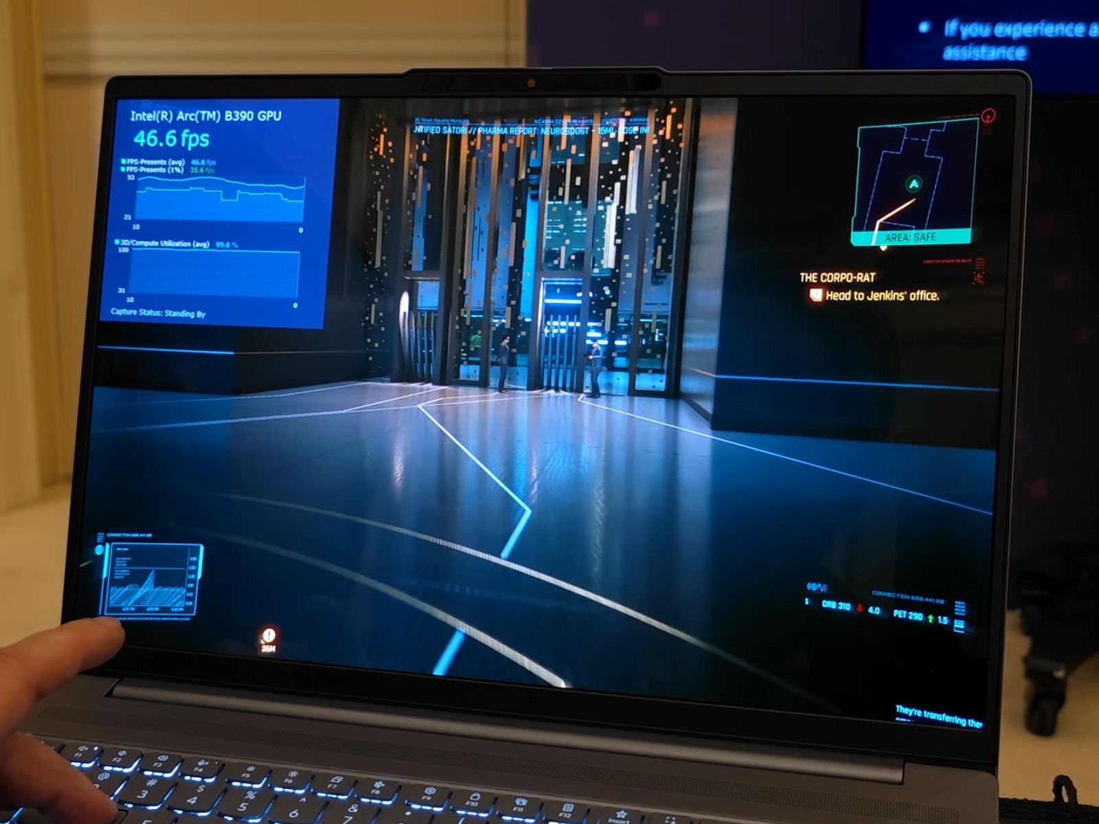 Wydajność iGPU Intel Panther Lake Core Ultra X9 388H w grach i pobór mocy testowane w Cyberpunk 2077 na ustawieniach ultra