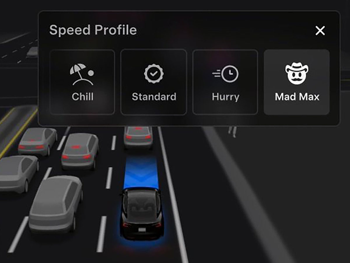 Tesla w końcu wprowadza prawdziwie agresywny tryb jazdy FSD, który nazywa Mad Max