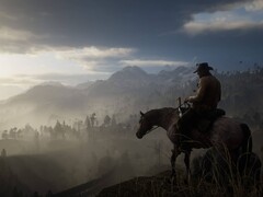 Obraz przedstawiający Arthura Morgana na koniu w Red Dead Redemption 2.