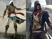 Edward Kenway z Assassin's Creed Black Flag i Arno Dorian z Assassin's Creed Unity pokazani obok siebie.