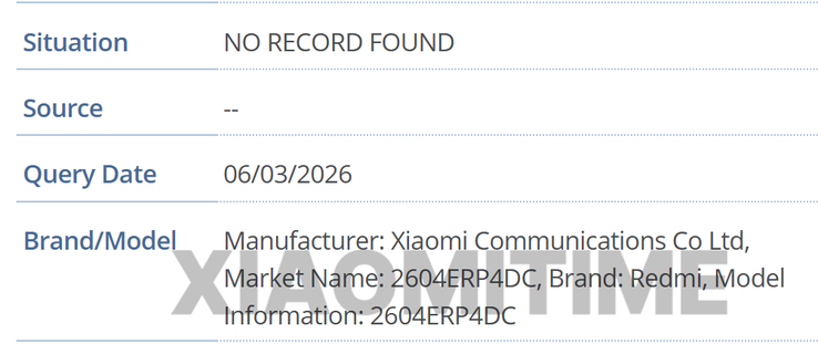 Lista GSMA nowego tabletu Redmi. 