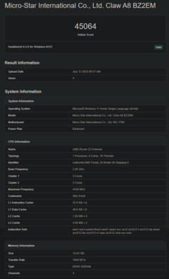 AMD Ryzen Z2 Extreme Geekbench GPU Vulkan (źródło obrazu: Geekbench)
