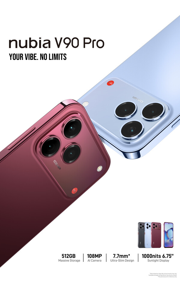 Nubia V90 Pro zachowuje design swojego poprzednika, ale jest dostępna w nowych kolorach.