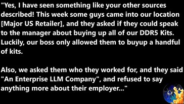 Nawet pamięci DDR5 przeznaczone dla graczy nie są bezpieczne przed OpenAI. (Źródło obrazu: Prawo Moore'a umarło)