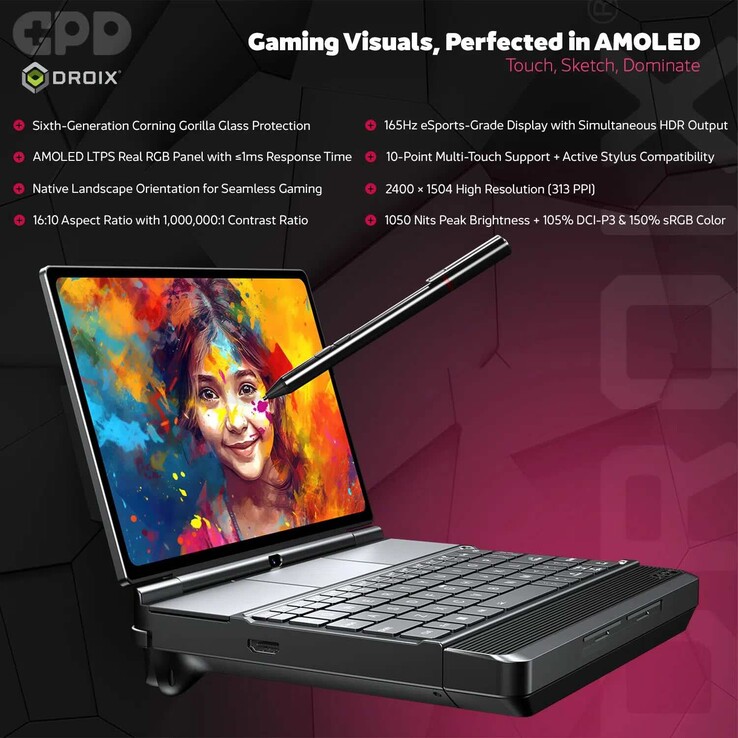 Przenośna konsola do gier GPD Win Max 3 jest wyposażona w wyświetlacz AMOLED o przekątnej 9,06 cala i częstotliwości odświeżania 165 Hz.