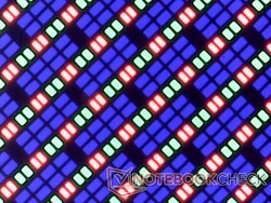 Wyraźne subpiksele RGB na błyszczącym ekranie dotykowym