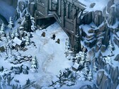Ilustracja przedstawiająca zaśnieżony krajobraz z gry „Thronebreaker: The Witcher Tales”.