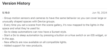 Dziennik zmian dla aplikacji Philips Hue w wersji 5.19.0.