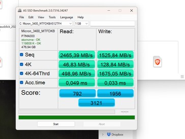 Wydajność przed aktualizacją sterowników na moim głównym dysku SSD 512 GB.