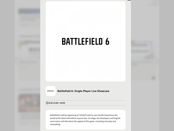 Przetłumaczony maszynowo zrzut ekranu z oficjalnej prezentacji Battlefield 6 na Tokyo Game Show. (Źródło obrazu: programy TGS)