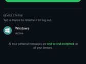 Ustawienia aplikacji WhatsApp zawierające listę połączonych urządzeń oraz informację o szyfrowaniu typu „end-to-end”