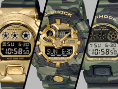 Casio podobno wprowadzi na rynek cztery nowe zegarki w kamuflażu i złocie w czerwcu (GA-V01CMG-3A nie jest obecny na zdjęciu)