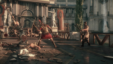 Zdjęcie przedstawiające scenę bitwy z gry „Ryse: Son of Rome”.