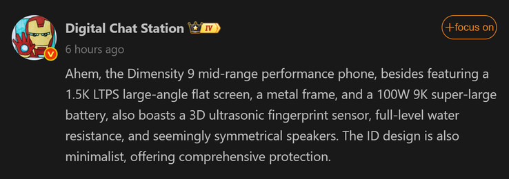 Raport Digital Chat Station na temat Redmi Turbo 5 Pro (źródło obrazu: Weibo - tłumaczenie maszynowe)