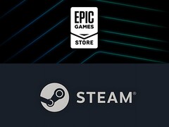Logo Epic Games Store ustawione nad logo Steam (źródło obrazu: Epic Games, Steam z poprawkami)