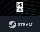 Logo Epic Games Store ustawione nad logo Steam (źródło obrazu: Epic Games, Steam z poprawkami)