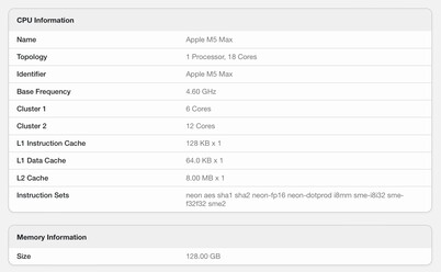 Szczegóły zestawienia Geekbench.