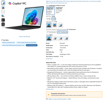 Microsof Surface Laptop 7 w ofercie Amazon (źródło obrazu: Amazon)