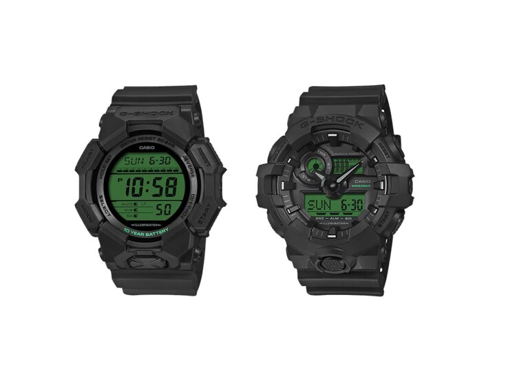 Od lewej do prawej: zegarki Casio G-Shock GD-010BEG-1 i GA-700BEG-1A