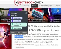 Podpowiedzi AI w przeglądarce Opera (Źródło: własne)