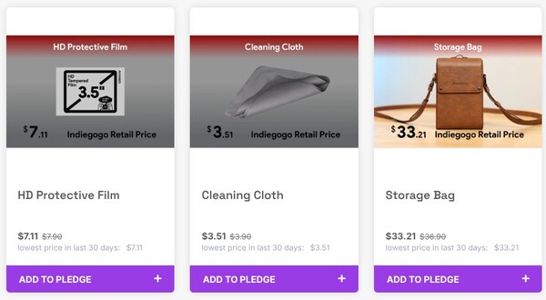 Ayaneo sprzedaje również oficjalne akcesoria do Pocket Vert po obniżonej cenie na czas trwania kampanii. (Źródło zdjęcia: Ayaneo)