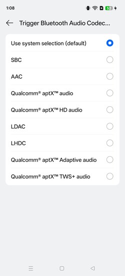 Dostępne kodeki audio Bluetooth