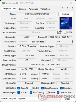 GPU-Z Intel Arc Graphics