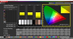 CalMAN ColorChecker (profil: sRGB, docelowa przestrzeń kolorów: sRGB)