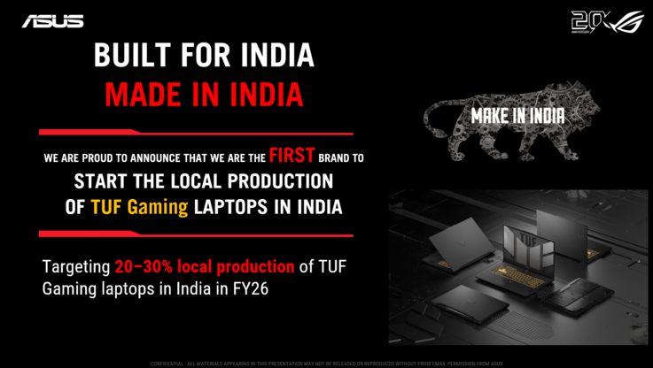 Znaczna część laptopów TUF będzie produkowana w Indiach
