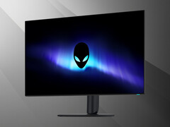 Przednia część 32-calowego monitora OLED 4K Alienware AW3226Q pokazana pod kątem