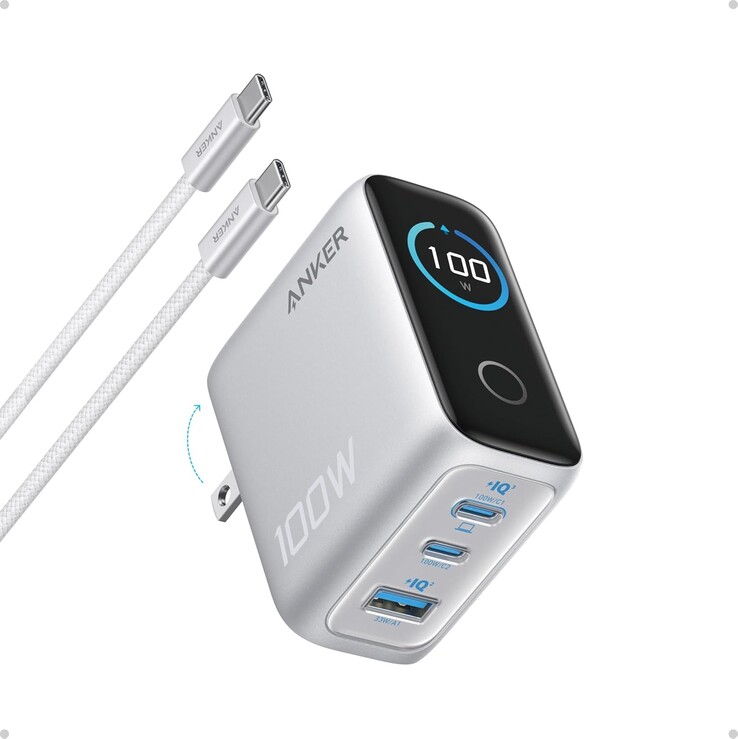 Ładowarka Anker (100 W, 3 porty, inteligentny wyświetlacz). (Źródło zdjęcia: Anker)
