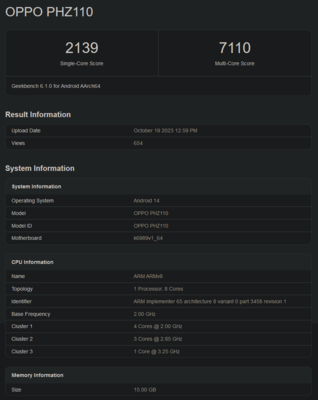 Wynik Dimensity 9300 w Geekbench (zdjęcie za pośrednictwem Geekbench)