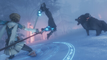 Obraz przedstawiający walkę z niedźwiedziem w Edge of Eternity.