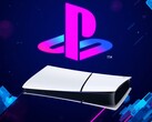 Konsola PS5 Digital spoczywa poziomo pod logo PlayStation