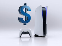 Konsola PS5 pokazana poniżej znaku dolara (Źródło obrazu: Sony PlayStation z poprawkami)
