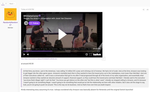 Wywiad Reggie Fils-Aimé z komentarzami Amazon pokazany