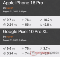 Porównanie GNSS: Apple iPhone 16 Pro vs. Google Pixel 10 Pro XL