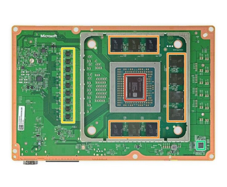 Płyta główna Xbox Series X pokazująca APU AMD w centrum (źródło obrazu: iFixit)
